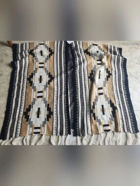O22 Shop Wanna B Tribal Sweater Poncho in Black Beige & Tan NWT